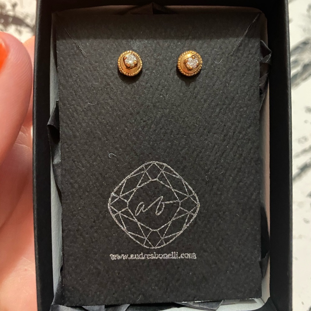 Andrea Bonelli Rose Gold Milgrain Stud Earrings